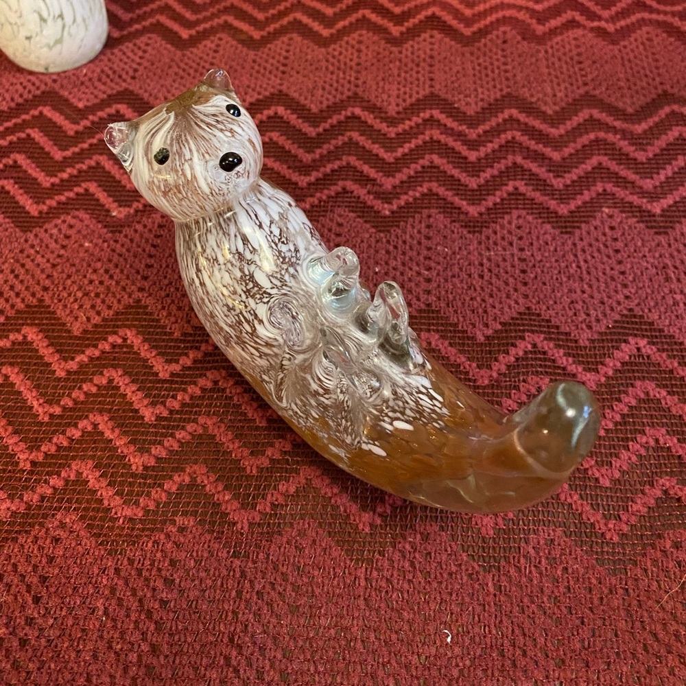 Vintage Hand Blown Glass Otter